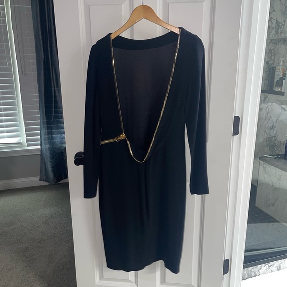 TOM FORD Famous Zipper Open Back Dress BLACK with GOLD Zipper ICONIC VINTAGE 44 - Picture 9 of 15
